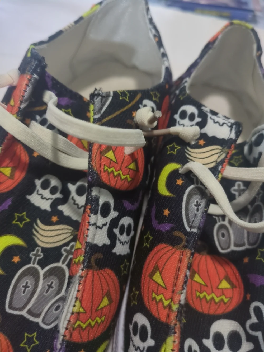 Kids Halloween Pumpkin & Skull Slip-On Shoes - Black